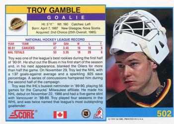 1991-92 Score Canadian English #502 Troy Gamble Back