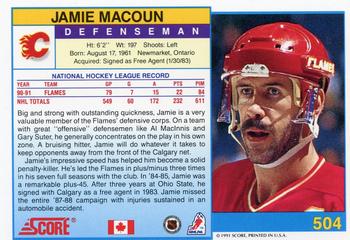 1991-92 Score Canadian English #504 Jamie Macoun Back