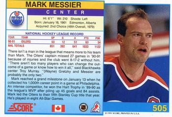 1991-92 Score Canadian English #505 Mark Messier Back