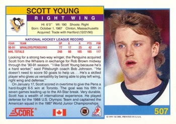 1991-92 Score Canadian English #507 Scott Young Back