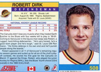1991-92 Score Canadian English #508 Robert Dirk Back