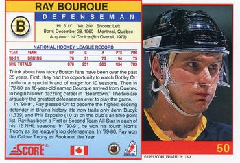 1991-92 Score Canadian English #50 Ray Bourque Back