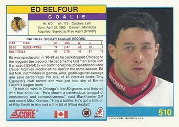 1991-92 Score Canadian English #510 Ed Belfour Back