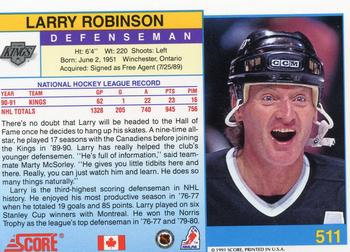 1991-92 Score Canadian English #511 Larry Robinson Back