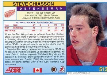 1991-92 Score Canadian English #513 Steve Chiasson Back