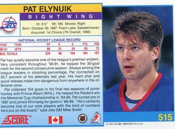 1991-92 Score Canadian English #515 Pat Elynuik Back