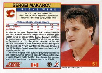 1991-92 Score Canadian English #51 Sergei Makarov Back