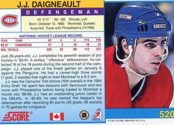 1991-92 Score Canadian English #520 J.J. Daigneault Back