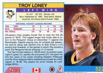 1991-92 Score Canadian English #522 Troy Loney Back