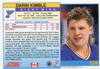 1991-92 Score Canadian English #526 Darin Kimble Back