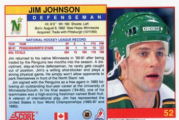 1991-92 Score Canadian English #52 Jim Johnson Back