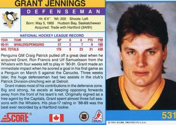 1991-92 Score Canadian English #531 Grant Jennings Back