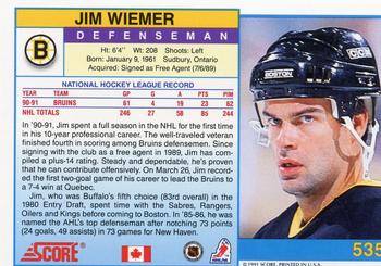 1991-92 Score Canadian English #535 Jim Wiemer Back