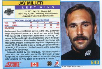 1991-92 Score Canadian English #543 Jay Miller Back