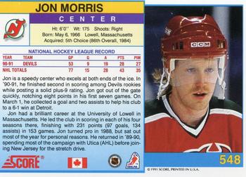 1991-92 Score Canadian English #548 Jon Morris Back