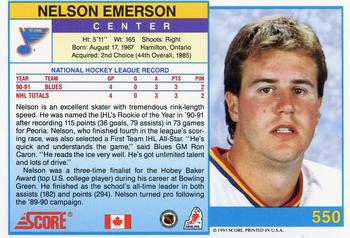 1991-92 Score Canadian English #550 Nelson Emerson Back