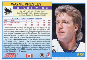 1991-92 Score Canadian English #559 Wayne Presley Back