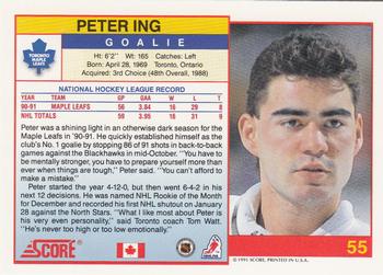 1991-92 Score Canadian English #55 Peter Ing Back