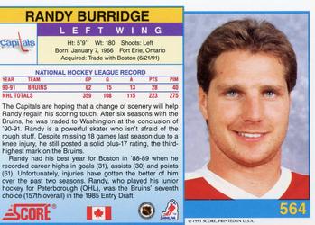 1991-92 Score Canadian English #564 Randy Burridge Back