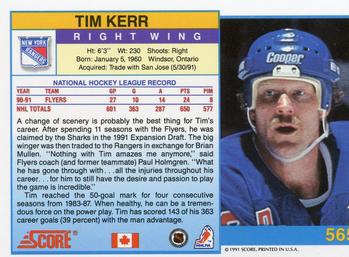 1991-92 Score Canadian English #565 Tim Kerr Back