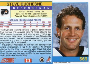 1991-92 Score Canadian English #569 Steve Duchesne Back