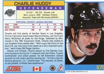 1991-92 Score Canadian English #570 Charlie Huddy Back
