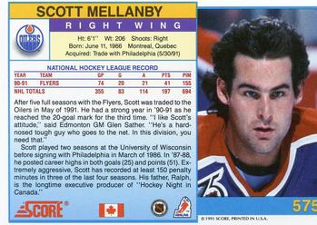 1991-92 Score Canadian English #575 Scott Mellanby Back