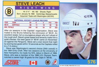 1991-92 Score Canadian English #576 Steve Leach Back