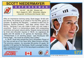1991-92 Score Canadian English #577 Scott Niedermayer Back