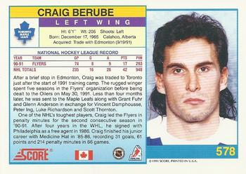 1991-92 Score Canadian English #578 Craig Berube Back