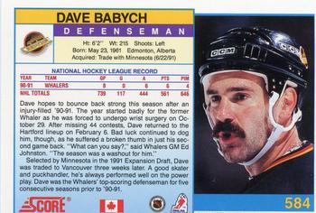 1991-92 Score Canadian English #584 Dave Babych Back
