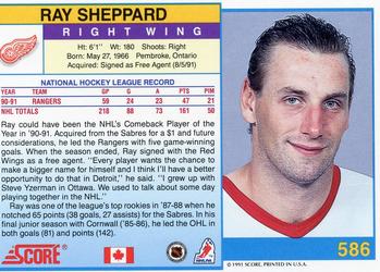 1991-92 Score Canadian English #586 Ray Sheppard Back