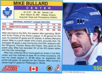 1991-92 Score Canadian English #590 Mike Bullard Back