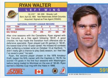 1991-92 Score Canadian English #591 Ryan Walter Back