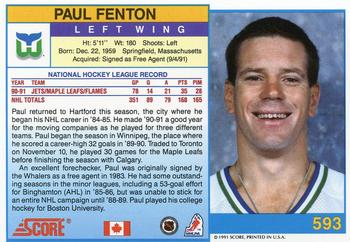 1991-92 Score Canadian English #593 Paul Fenton Back
