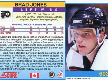 1991-92 Score Canadian English #603 Brad Jones Back