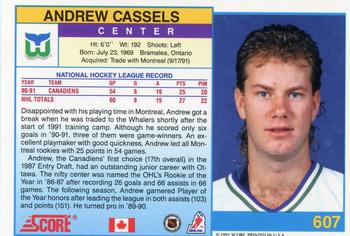 1991-92 Score Canadian English #607 Andrew Cassels Back