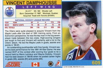 1991-92 Score Canadian English #609 Vincent Damphousse Back