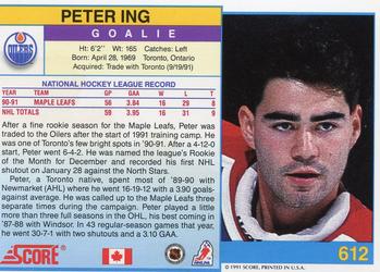 1991-92 Score Canadian English #612 Peter Ing Back