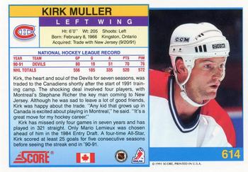 1991-92 Score Canadian English #614 Kirk Muller Back