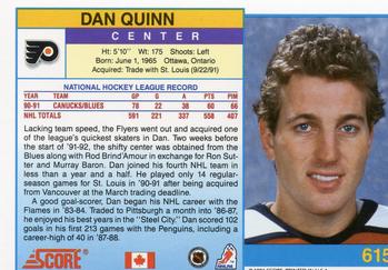 1991-92 Score Canadian English #615 Dan Quinn Back