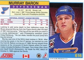 1991-92 Score Canadian English #616 Murray Baron Back