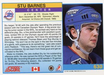 1991-92 Score Canadian English #630 Stu Barnes Back