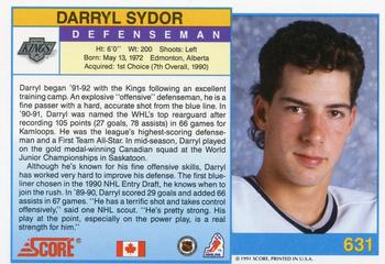 1991-92 Score Canadian English #631 Darryl Sydor Back