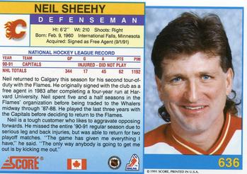 1991-92 Score Canadian English #636 Neil Sheehy Back