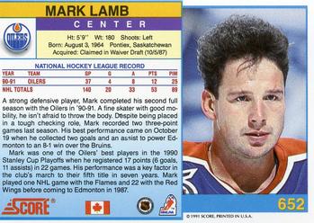 1991-92 Score Canadian English #652 Mark Lamb Back