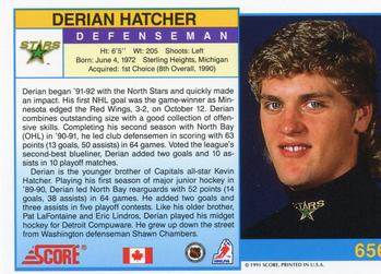 1991-92 Score Canadian English #656 Derian Hatcher Back
