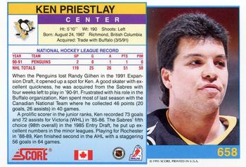 1991-92 Score Canadian English #658 Ken Priestlay Back