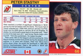 1991-92 Score Canadian English #66 Peter Stastny Back