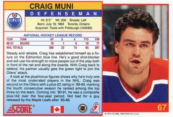 1991-92 Score Canadian English #67 Craig Muni Back